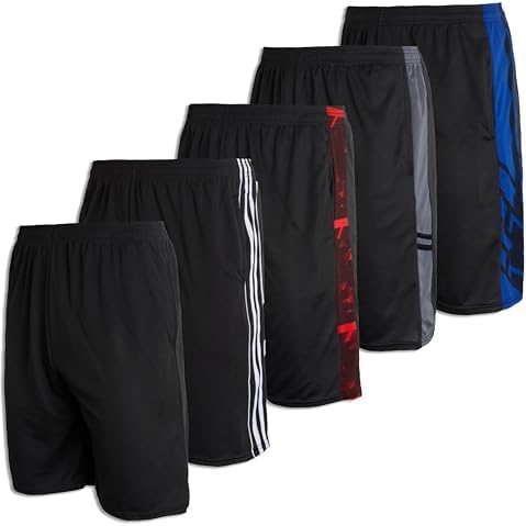 Real Essentials Boys 5-Pack Mesh Active Shorts - ALL-DAY COMFORT