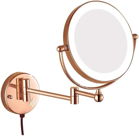 Wall-Mounted Lighted Makeup Mirror Rose Gold 5X Magnification