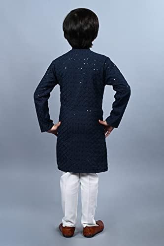 AHHAAAA Kids Sequin Embroidery Kurta Pajama Set 1