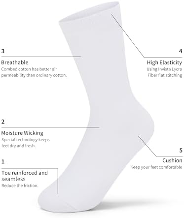 Anti Stink Solid Combed Cotton Dress Socks for Boys 6-8 Years