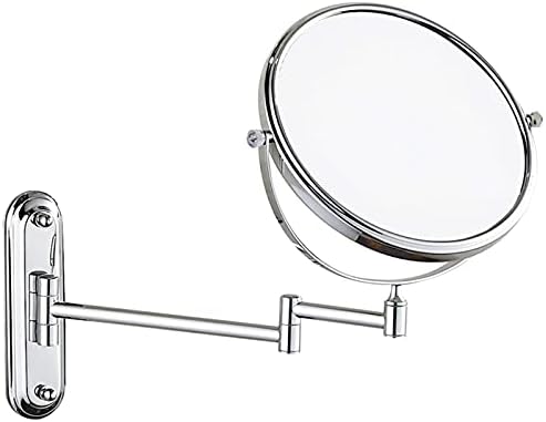 Wall-Mounted Double-Sided Makeup Mirror with Brass Frame