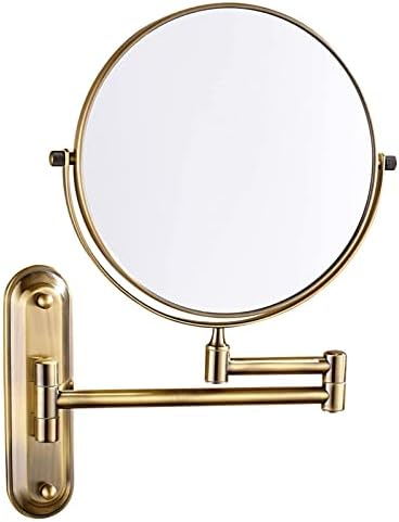 Wall-Mounted Makeup Mirror with Brass Frame Premium with 360-Degree Rotation