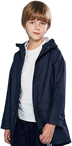 SOLOCOTE Kids Waterproof Rain Jacket with Hood 5-14Y