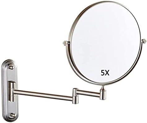 DEIHGE Makeup Mirror 5X Magnification Wall Mounted Double Sided 360 Rotating