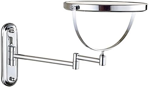 Wall-Mounted Double-Sided Makeup Mirror with Brass Frame