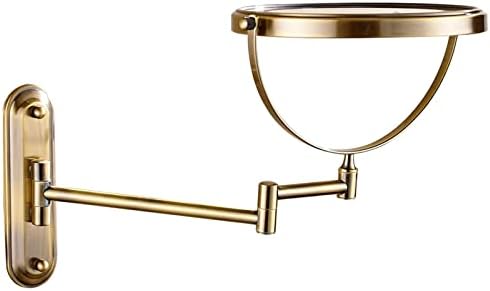 Wall-Mounted Makeup Mirror with Brass Frame Premium with 360-Degree Rotation
