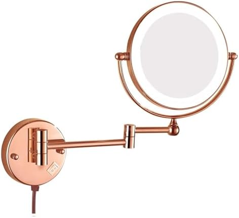 Wall-Mounted Lighted Makeup Mirror Rose Gold 5X Magnification