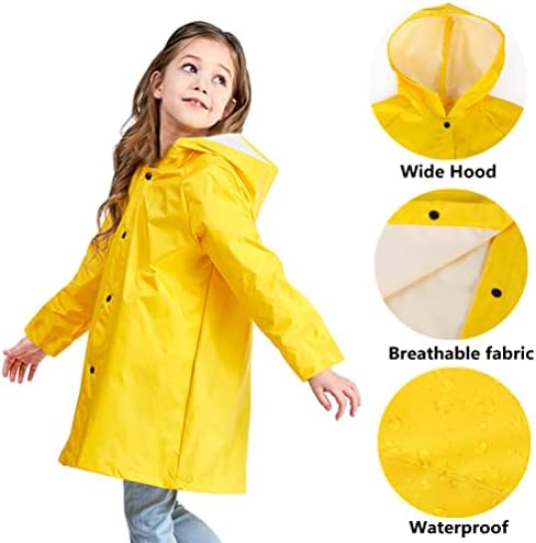 Amivoo Kids Yellow Rain Jacket - Waterproof Comfy for Boys Girls