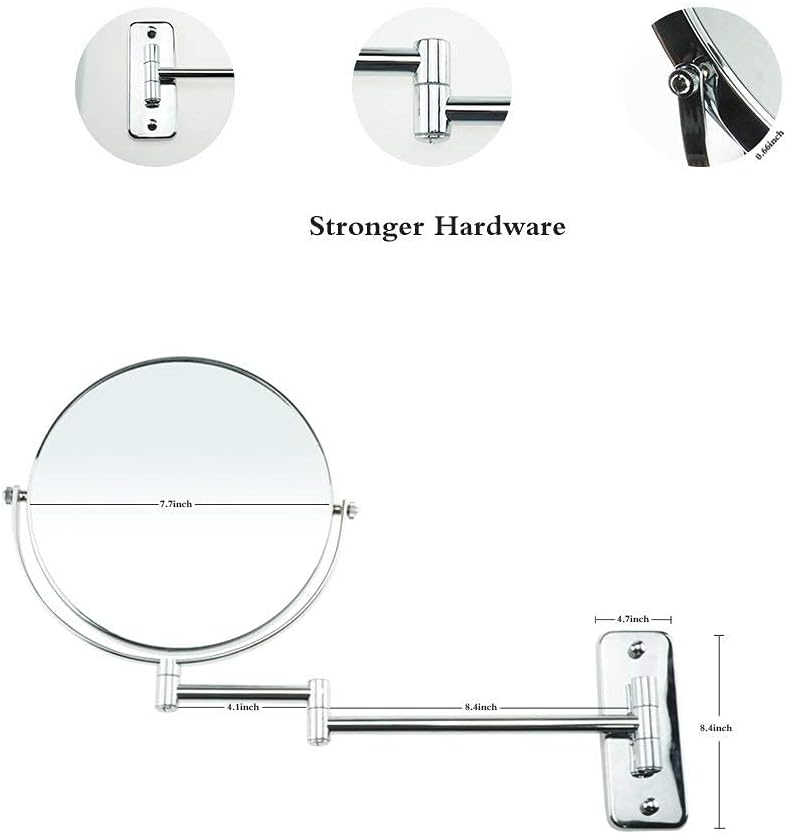 Adjustable Two-Sided Makeup Mirror with 10X Magnification