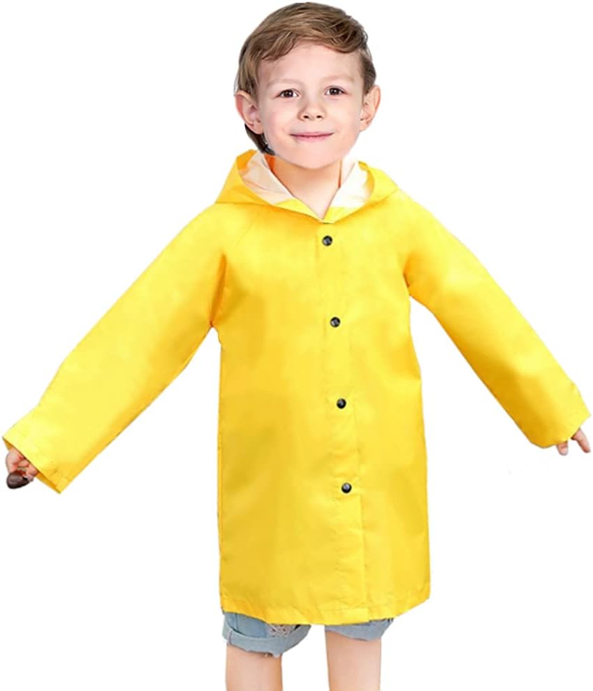 Amivoo Kids Yellow Rain Jacket - Waterproof Comfy for Boys Girls
