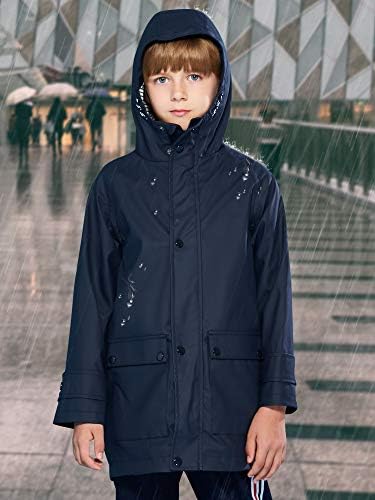 SOLOCOTE Kids Waterproof Rain Jacket with Hood 5-14Y