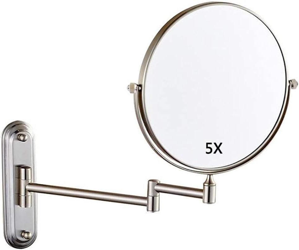 DEIHGE Makeup Mirror 5X Magnification Wall Mounted Double Sided 360 Rotating