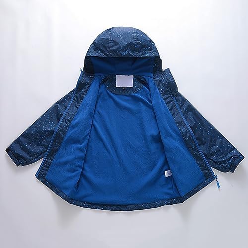 Kids Boys Zipper Rain Jacket Waterproof Lightweight Hooded Raincoat