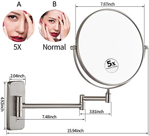 Double Sided Shaving Mirror with Magnifying Glass Wall-Mounted