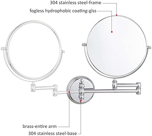 OGRAFF Wall-Mounted Makeup Mirror 8-inch Chrome Finish Elegant bathroom tool