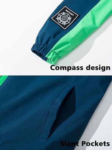Boy Girls Lightweight Rain Jacket Mesh Lined Hooded Windbreaker for Kids waterproof