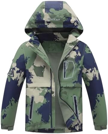MGEOY Boys Girls Rain Jacket - Waterproof Windproof Fuzzy-Lined