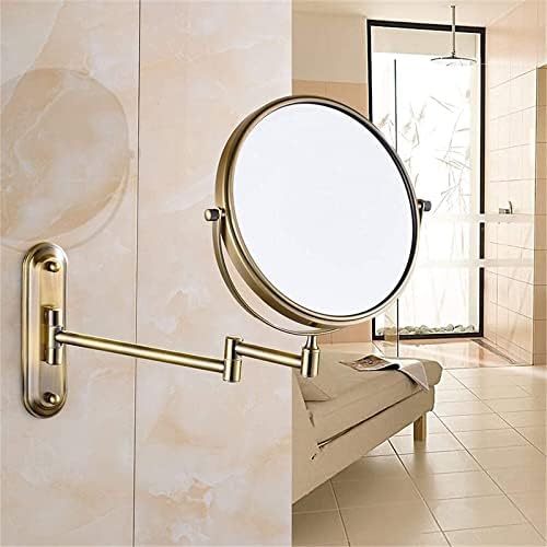 Wall-Mounted Makeup Mirror with Brass Frame Premium with 360-Degree Rotation
