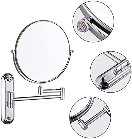 Wall-Mounted Double-Sided Makeup Mirror with Brass Frame