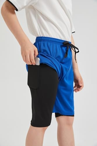 DaniChins Boys 2 in 1 Compression Running Shorts