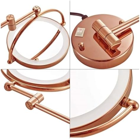 Wall-Mounted Lighted Makeup Mirror Rose Gold 5X Magnification