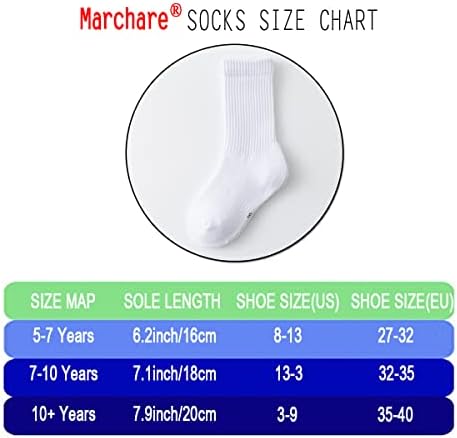 Marchare Boys Socks Kids Cushioned Crew Socks