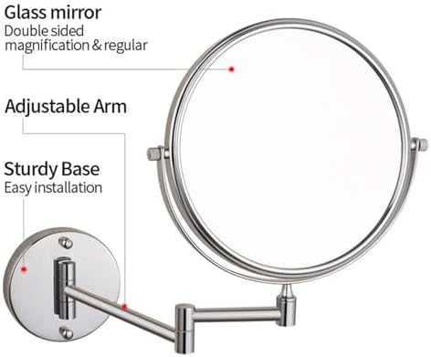 LED Lighted Wall-Mounted Makeup Mirror with Touch Sensor Switch