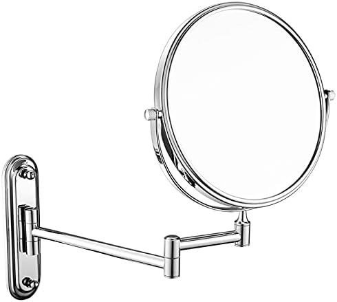 Wall-Mounted Double-Sided Makeup Mirror with Brass Frame