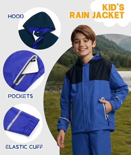 SwissWell Waterproof Reflective Kids Rain Gear for Boys