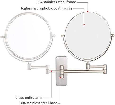 Double Sided Shaving Mirror with Magnifying Glass Wall-Mounted