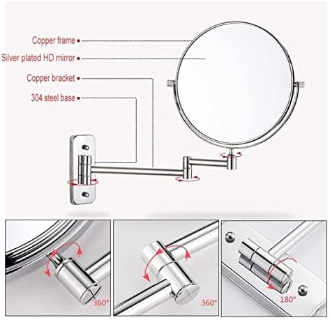 Adjustable 8-inch Vanity Mirror with 360-Degree Rotation