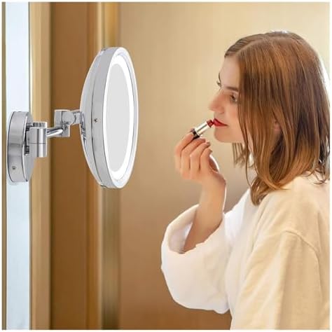 Wall-Mounted Lighted Makeup Mirror Chrome LED