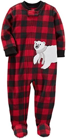 Carters Toddler Boys Red Plaid Fleece Sleeper 4T