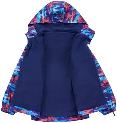 M2C Boys Girls Lightweight Hooded Rain Jacket with Fleece Lining