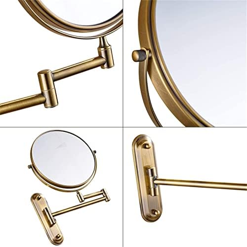 Wall-Mounted Makeup Mirror with Brass Frame Premium with 360-Degree Rotation