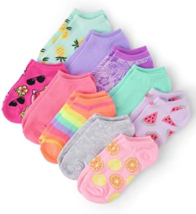 The Childrens Place Girls Ankle Socks Variety Pack - Comfy Fun Designs