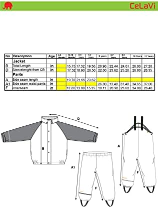 CeLaVi European Kids Rain and Snow Suit for Boys Girls