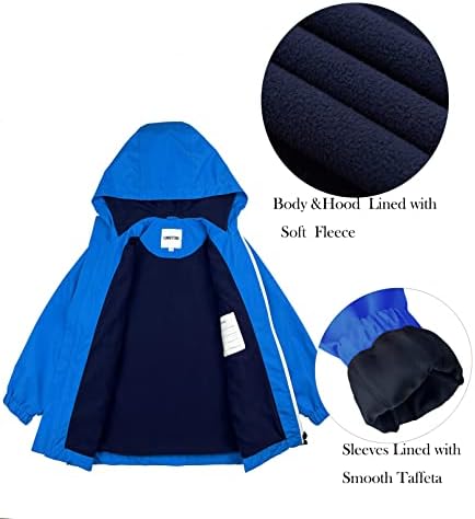 Boys Waterproof Fortunates Lightweight Windproof Fleece-Lined Rain Jackets
