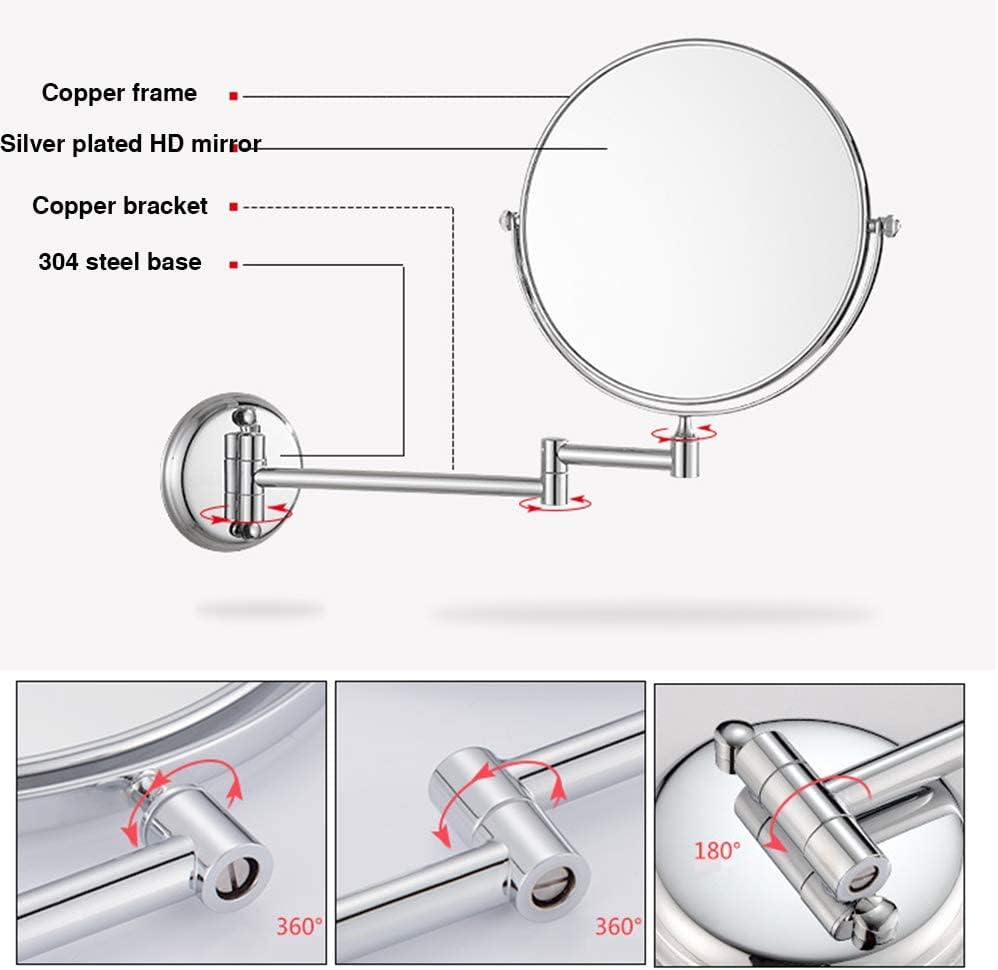 DEIHGE Wall-Mounted Makeup Mirror 8-inch with 10X 3X Magnification
