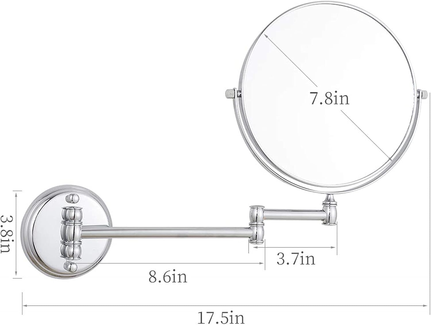 OGRAFF Wall-Mounted Makeup Mirror 8-inch Chrome Finish Elegant bathroom tool