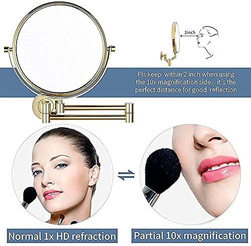 Double-Sided 10X Magnifying Mirror for Makeup Shaving