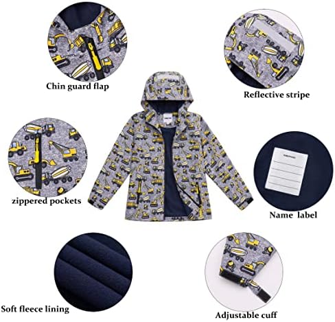 Boys Lightweight Waterproof Hooded Fleece Raincoat