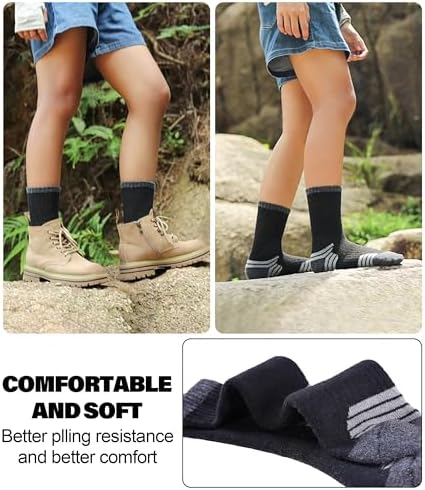 SDBING Merino Wool Hiking Socks for Kids Warm Cushion and Durable