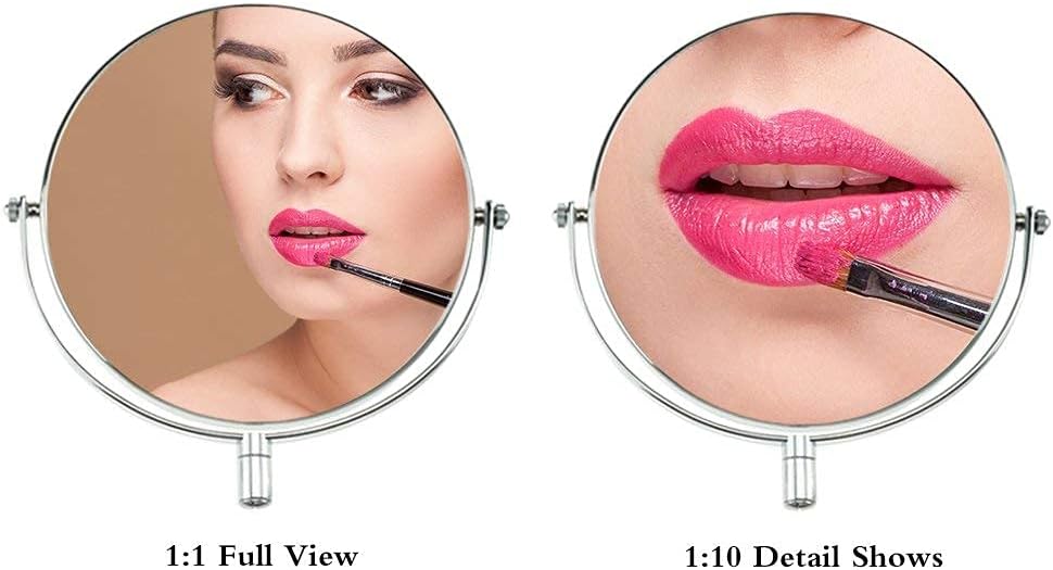 Adjustable Two-Sided Makeup Mirror with 10X Magnification