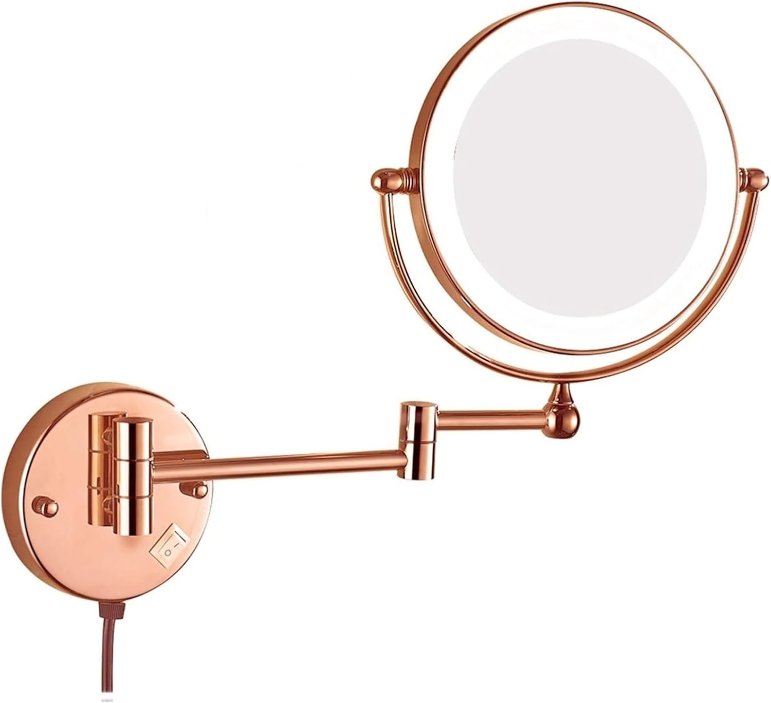 Wall-Mounted Lighted Makeup Mirror Rose Gold 5X Magnification