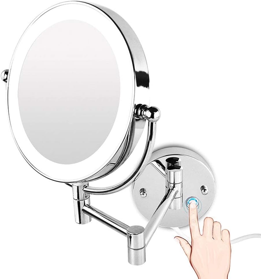 GALSOR 3X Magnification LED Wall Mount Makeup Mirror with 360 Degree Swivel