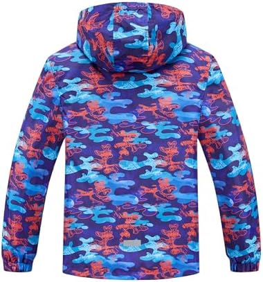M2C Boys Girls Lightweight Hooded Rain Jacket with Fleece Lining