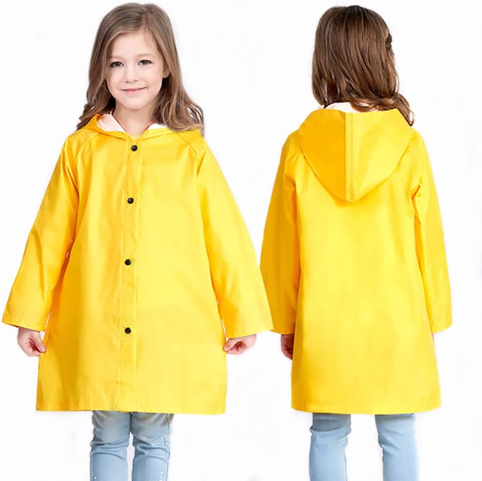 Amivoo Kids Yellow Rain Jacket - Waterproof Comfy for Boys Girls
