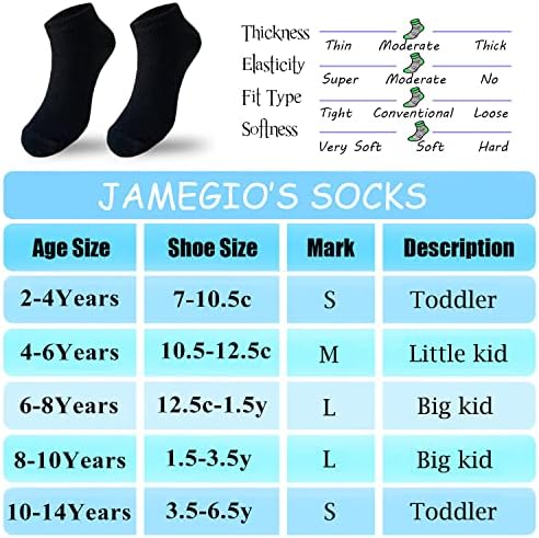 JAMEGIO 18 Pairs Kids Low Cut Half Cushion Sport Ankle Socks