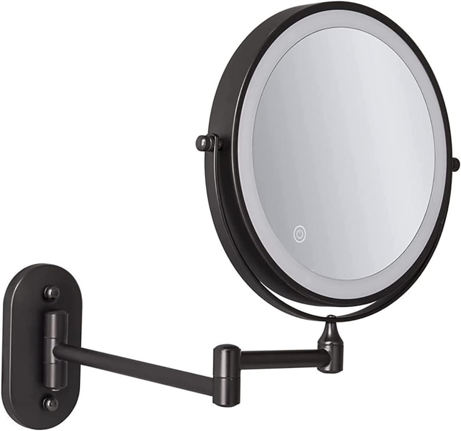 Wall-Mounted Lighted Double-Sided Makeup Mirror with Extendable Arm